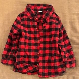 Red and Black Plaid Button Down Shirt for Kids